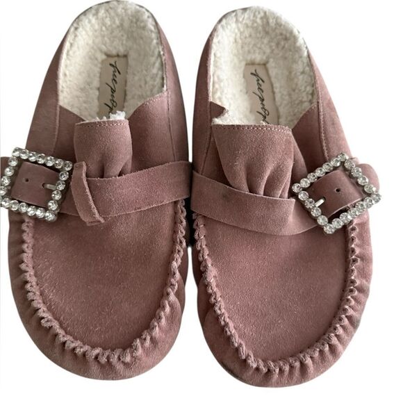NWOT Free People Diamonte Buckle Slip on Buckle Mules in Blush Pink - Picture 5 of 12